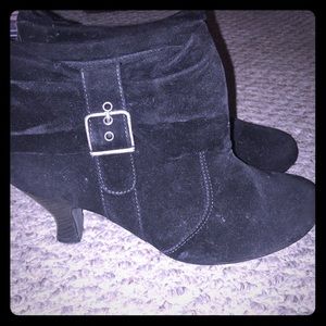 Black low heel booties